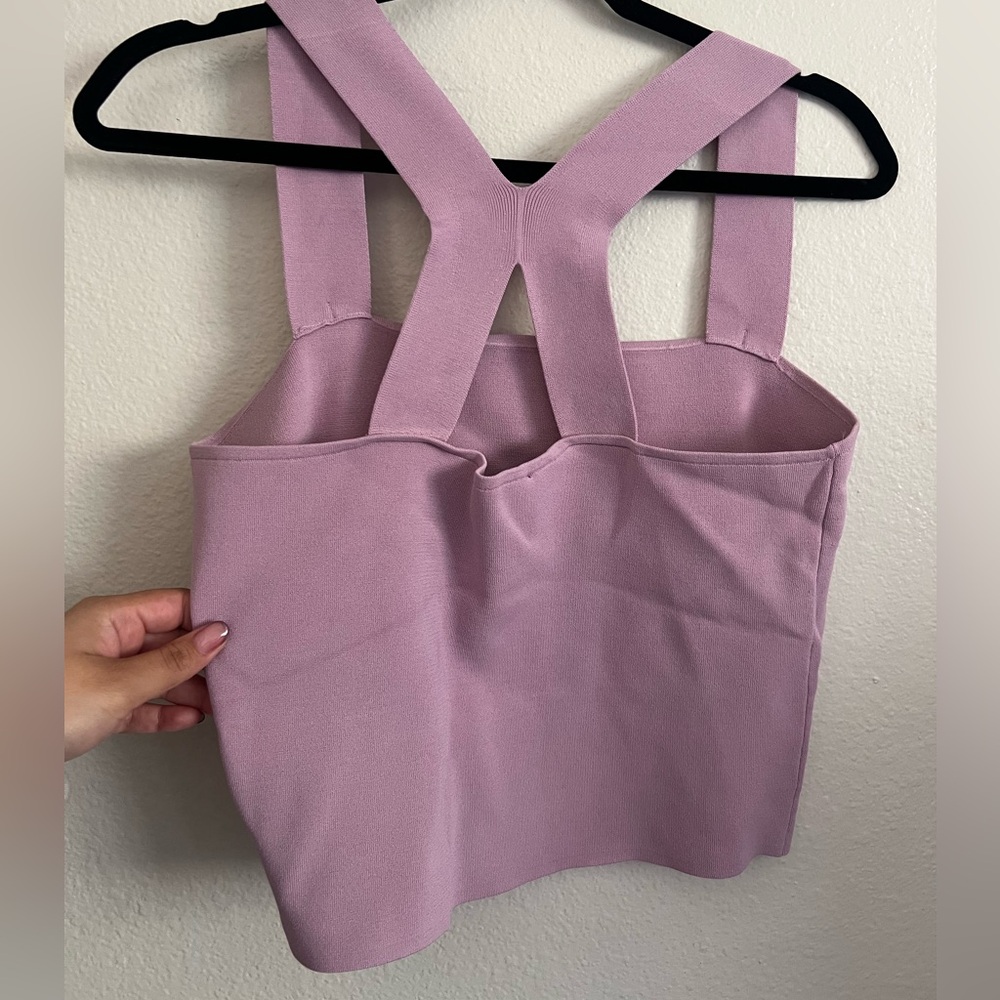 Express Lavender Cropped Tank Top - Picture 3 of 3